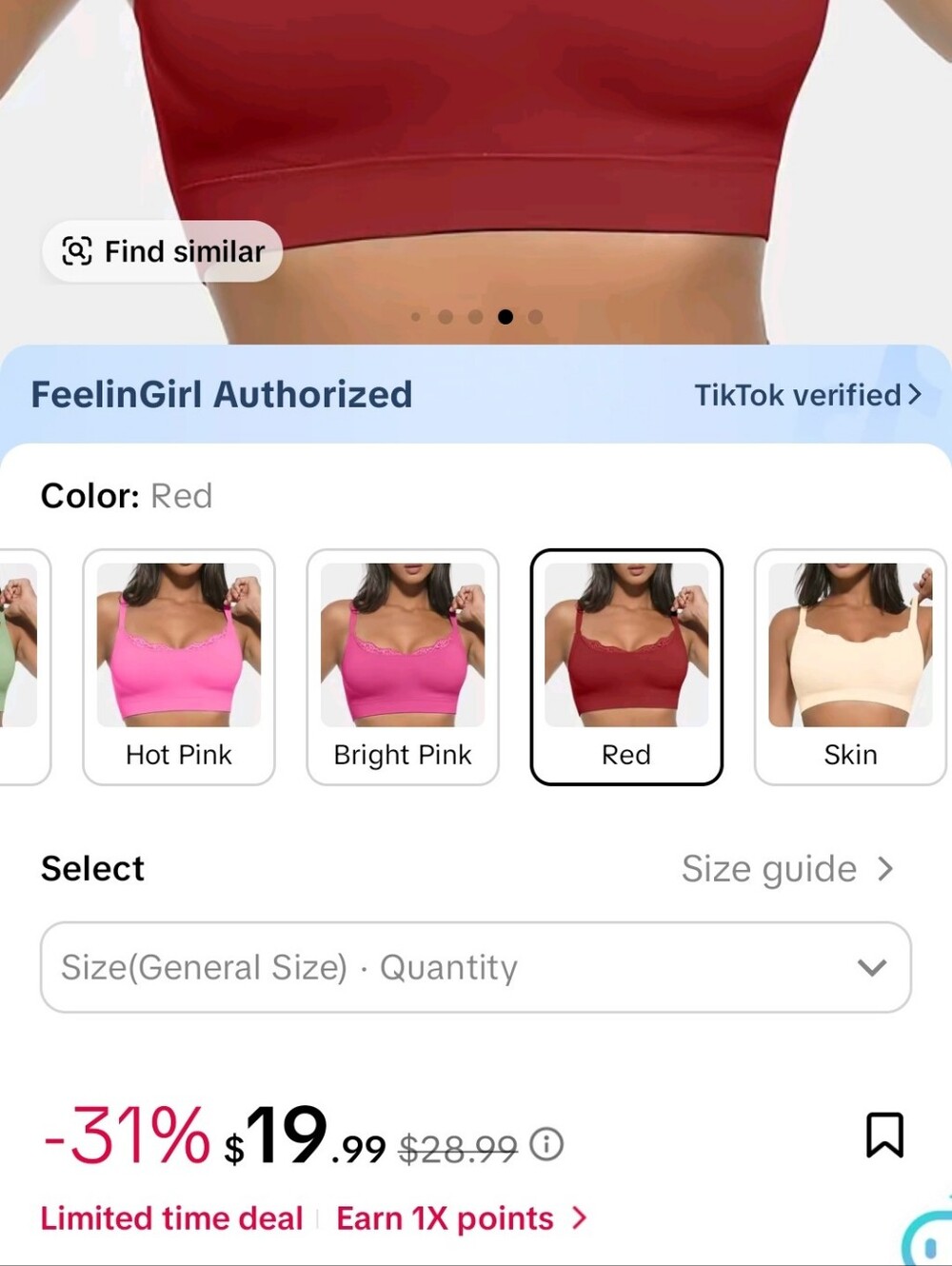 FeelinGirl Burgundy Lace Trim Bralette NWT